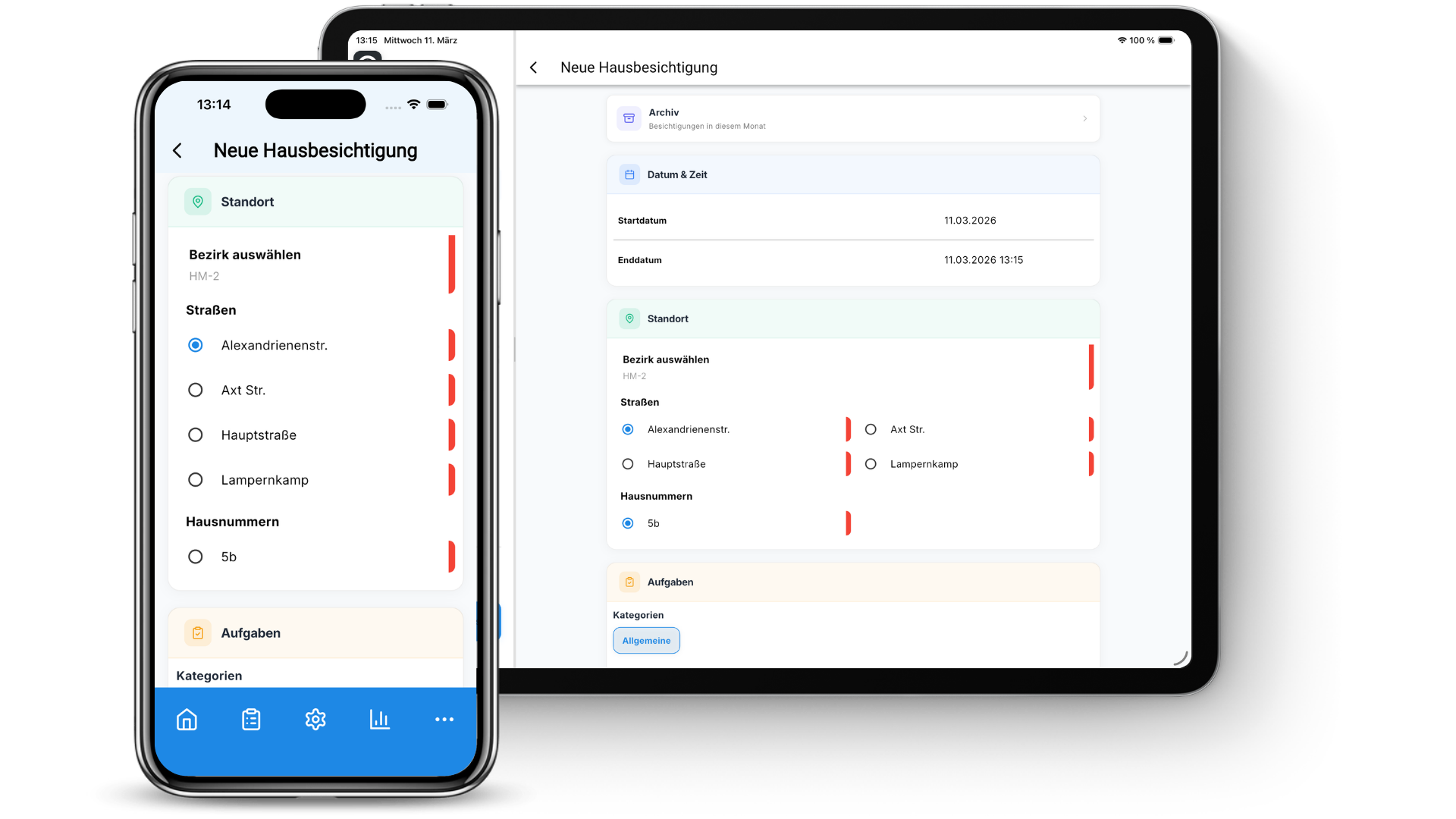 Formular für Hauskontrollen